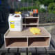 Everything ready to clean, wood dye and bees wax the units.