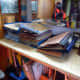 The old plastic filing trays on the side desk to be replaced.
