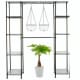 A portable wardrobe rack is excellent for hanging plants. Not only do you have bars to hang them from, but you also have shelves on which to place standing plants or pottery.