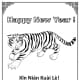 These printable, Year of the Tiger coloring sheets include images of tigers along with Chinese writingthat says “Happy New Year!”