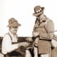 Free vintage printable greeting cards for Father's Day: two men fishing