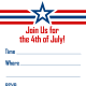 Stars and bars vertical red, white and blue 4th of July invite