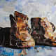 The boots finished with a collage background.
