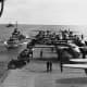 Aft flight deck of USS Hornet before the Doolittle Raid full of B-25s. The raid would trigger the plans for the attack on Midway Island.