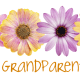 Free Happy Grandparents Day card and clip art with four yellow and purple daisies