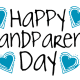 Free Happy Grandparents Day card and clip art with four blue hearts and black text