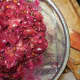 Next, we pressed out the grape juice using a fine sieve. You could also use a cheesecloth. (Step 2)