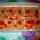 Second layer: Graham Crackers brushed with cherry liqour and added cherry fillings.