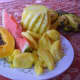Fresh fruits: Papaya, watermelon, pineapple, bananas and jackfruits