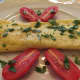 Omelet with sundried tomatoes and goat cheese