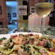 Farfalle pasta with shrimp, goat cheese, and roasted red pepper