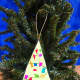 Here is the confetti tree I made, turned into an ornament with a gold piece of cord taped to the back.