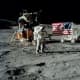 Eugene Cernan on the Moon during the Apollo 17 mission. 