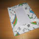 Carefully I glued down fabric on to the card stock the same way I did to the cardboard.