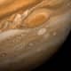 Jupiter's Great Red Spot, an anti-cyclonic storm larger than Earth, as seen from Voyager 1, February 25,1979.