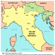 Mussolini's Italian Social Republic (RSI) as of 1943 in yellow and green. The green areas were German military operational zones under direct German administration.