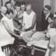 A doctor performing a lobotomy to treat a patient with severe symptoms.