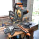 Using repurposed computer workstation top as the platform base.