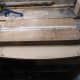 Timber screwed and glued to the underside of platform base, to make the saw high enough to clear the height of the metal vice.