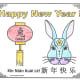 Sample of finished coloring sheet for Year of the Rabbit in the Chinese New Year zodiac.