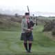 The Bagpiper Comes out of the Fog Nightly at Sunset