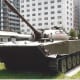 A Soviet built T-55 tank.