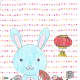 Here is a finished sample of the Cut and Glue Rabbit. The background is a piece of decorated scrapbook paper. 