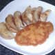 Pheasant shcnitzel and weges are plated