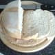 Slices are taken from fresh farmhouse loaf
