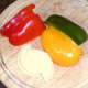 Bell pepper quarters and sliced onion