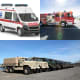 Ambulance, Fire engines, Army vehicles