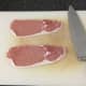 Bacon rashers ready for chopping