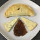 Cabbage and bacon pasty with Stilton and chutney
