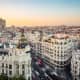 Madrid, Spain cityscape at Calle de Alcala and Gran Via.
