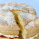Homely cream and jam sponge