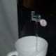 The Primo water dispenser, dispensing hot water.