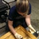 here I am apply the first layer of stain! it's ok for the first stain to be a little thick.