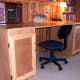 Sewing table showing cabinets as well.