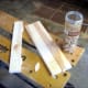All slots cut, ready to go together. Biscuits are inserted into board.
