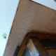 Struts hold the board in place on the old table (viewed from below).