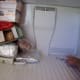 Move the food to one side so half of the cabinet is entirely cleanable.