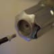 Remove the screw that holds the handle on.