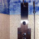 Mounting brackets are hidden behind the center section and the panel simply rests on them.