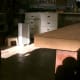Showing the overhang, to be cut off with the router.