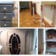 Here I have a small dresser for a child's room, a table I refinished for my daughter, the top portion of a china cabinet, and a small shelf which I backed with floral paper.