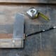 Marking out the ends with a tape measure, square and pencil, for making the tenon joint.