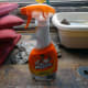 A degreaser tried to further clean the chairs of stubborn grime, prior to resulting to pressure washing.