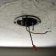Old fixture removed. Note the 1/2" of insulation removed; it's about right.