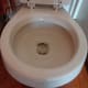 After an hour of the Borax and lemon juice soaking in the toilet bowl, flush the toilet NOTE: this toilet has enamel that has worn off so that is not still dirt or stains in the toilet bowl