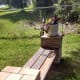 This charming bench is nestled in its newest home.